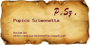 Pupics Szimonetta névjegykártya